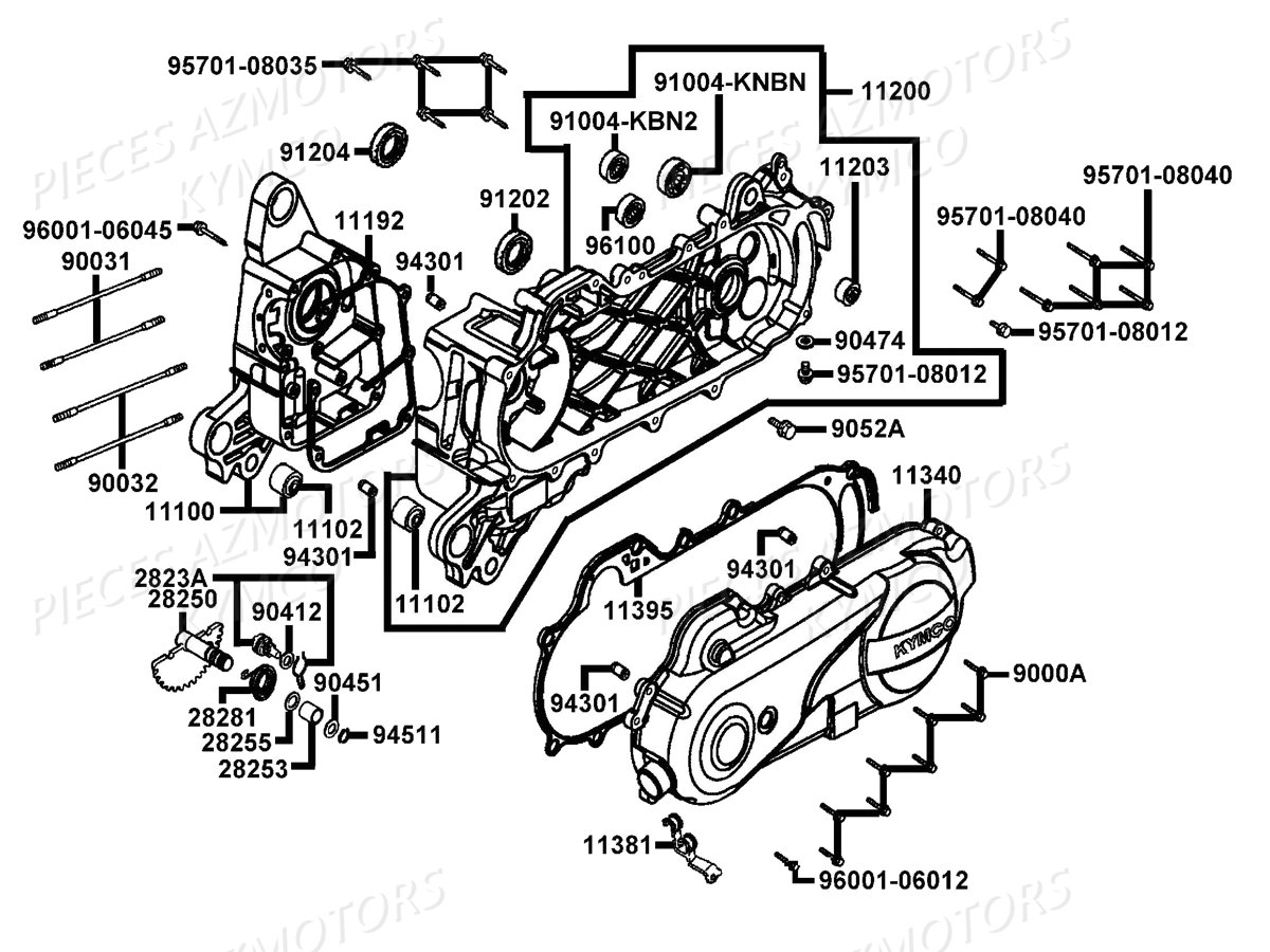 Carters Moteur KYMCO Pièces LIKE 50 4T MMC EURO2 (KG10AX)
