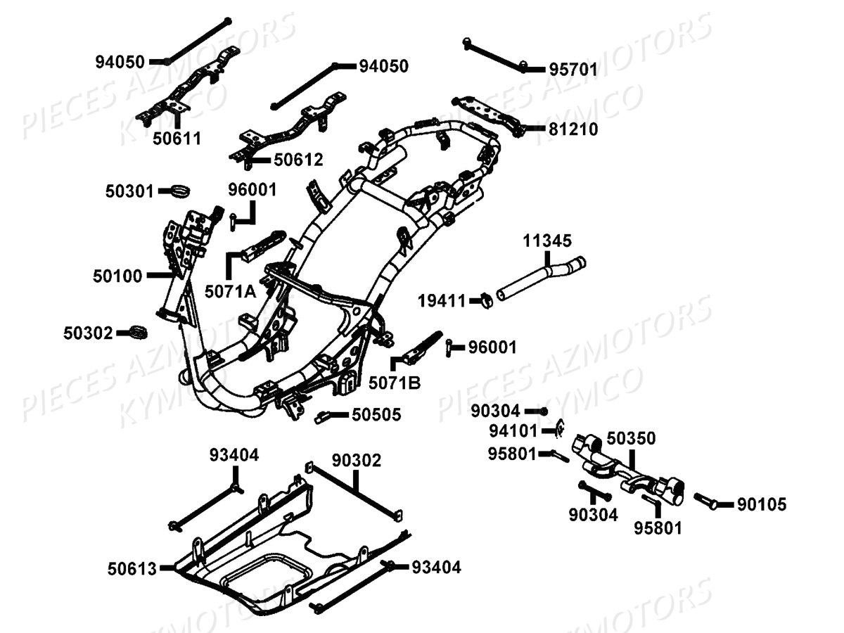 Chassis KYMCO Pièces LIKE 50 4T MMC EURO2 (KG10AX)
