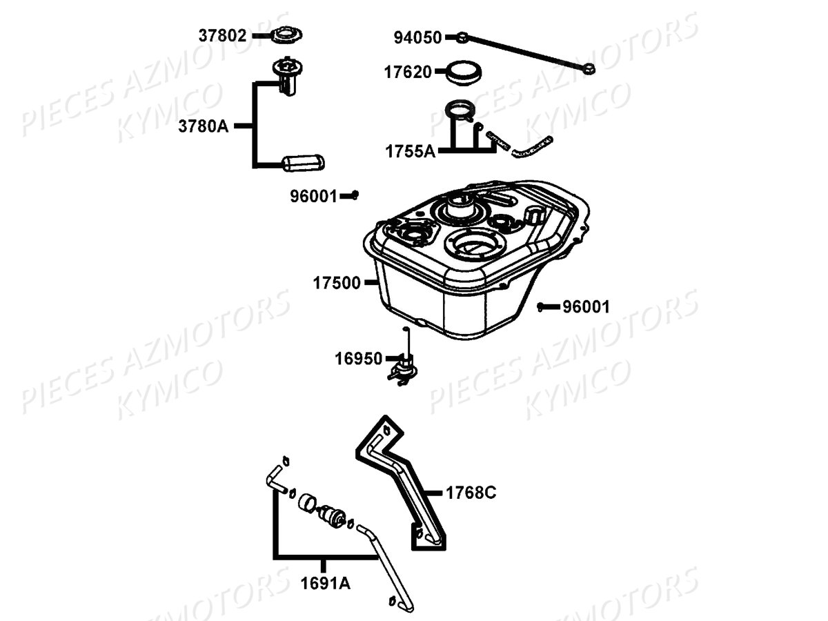 Reservoir A Carburant KYMCO Pièces LIKE 50 4T MMC EURO2 (KG10AX)