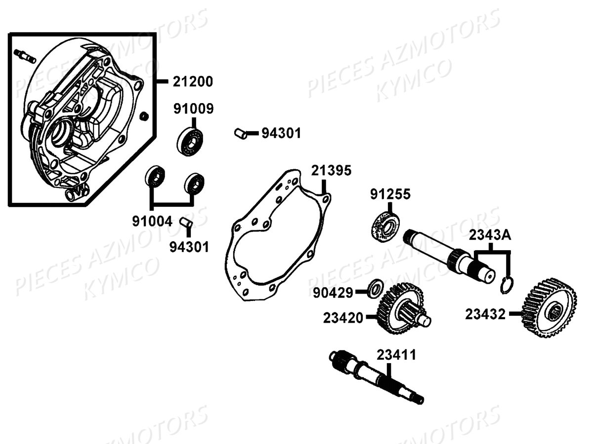 Transmission KYMCO Pièces LIKE 50 4T MMC EURO2 (KG10AX)