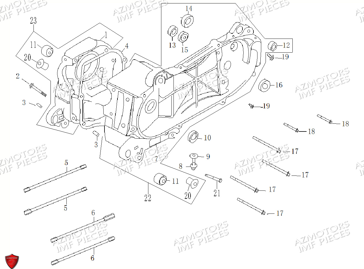 Carter Central AZMOTORS PIECES MACK_01 50cc 4T EURO 5 Injection