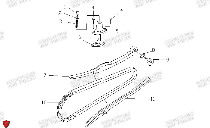 Distribution AZMOTORS PIECES MACK_01 50cc 4T EURO 5 Injection