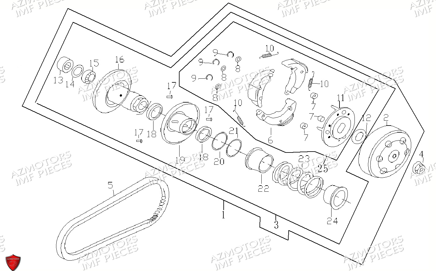 Embrayage AZMOTORS PIECES MACK_01 50cc 4T EURO 5 Injection