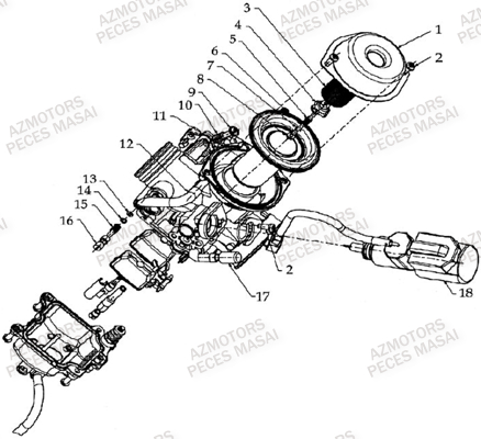 Carburateur (vue De Dessus) MASAI Pièces Quad A300