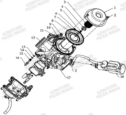 Carburateur (vue De Dessus) AZMOTORS Pièces Quad A300