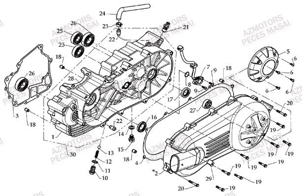 Carter Bas Moteur Gauche MASAI Pièces Quad A300