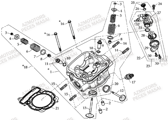 Culasse AZMOTORS Pièces Quad A300