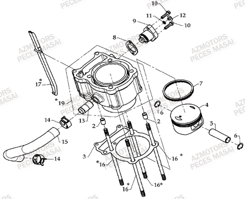 Cylindre AZMOTORS Pièces Quad A300