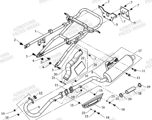 Echappement AZMOTORS Pièces Quad A300