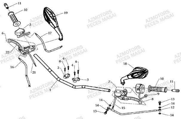 Guidon AZMOTORS Pièces Quad A300