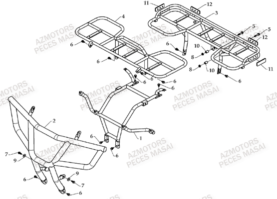 Porte Bagages AZMOTORS Pièces Quad A300