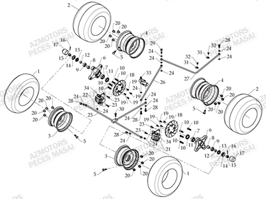 Ensemble Roues AZMOTORS Pièces Quad A330