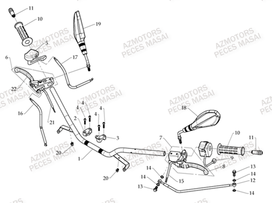 Guidon AZMOTORS Pièces Quad A330