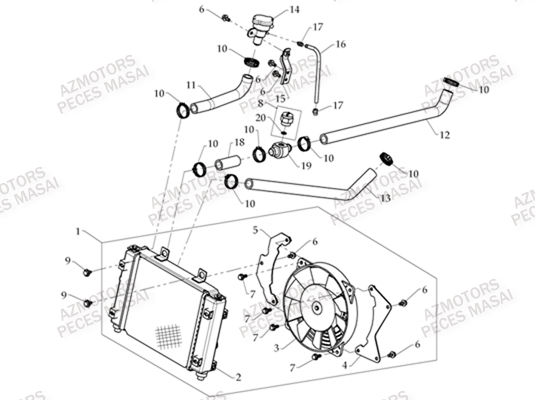 Radiateur AZMOTORS Pièces Quad A330