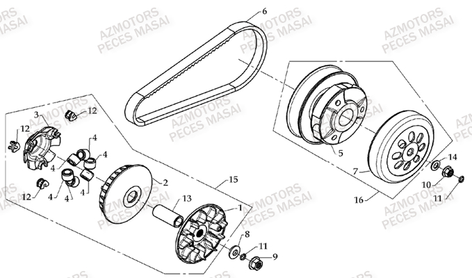 Variateur MASAI Pièces Quad A330 - A330 ULTIMATE