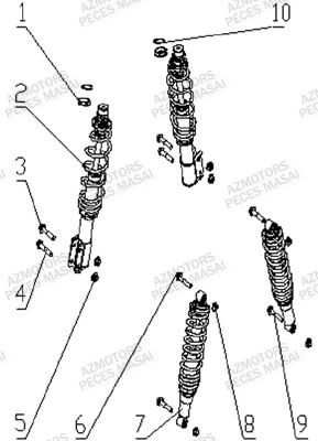 Amortisseurs AZMOTORS Pièces Quad A433 4x4