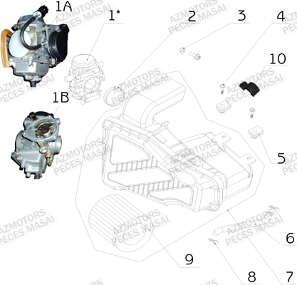Carburateur AZMOTORS Pièces Quad A433 4x4