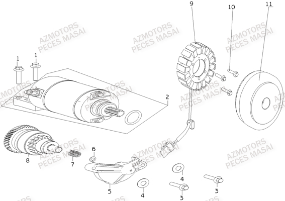 Demarreur AZMOTORS Pièces Quad A433 4x4