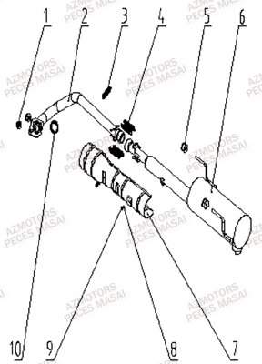 Echappement AZMOTORS Pièces Quad A433 4x4