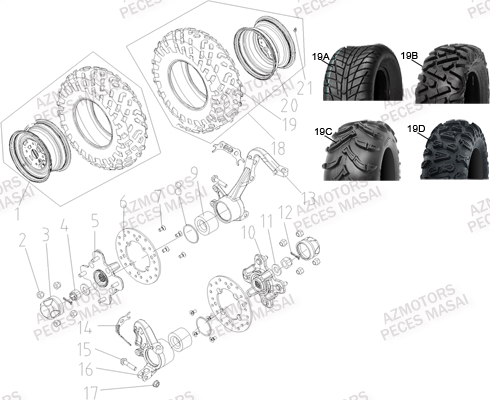 Roues Avant MASAI Pièces Quad A433 4x4