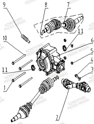 TRANSMISSION AVANT pour MASAI A433 4X4