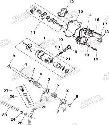 Changement De Vitesses MASAI Pièces Quad A500IX