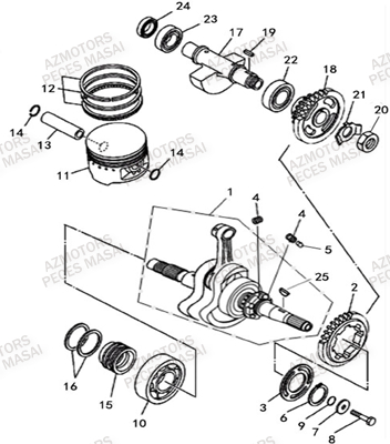 Embiellage MASAI Pièces Quad A500IX