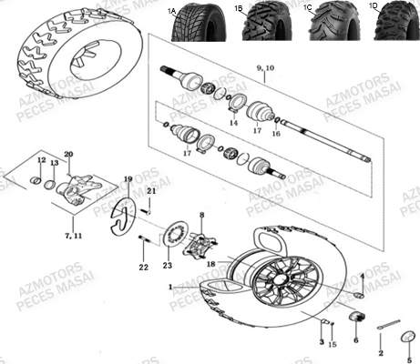 ESSIEU AVANT AZMOTORS MASAI A500IX