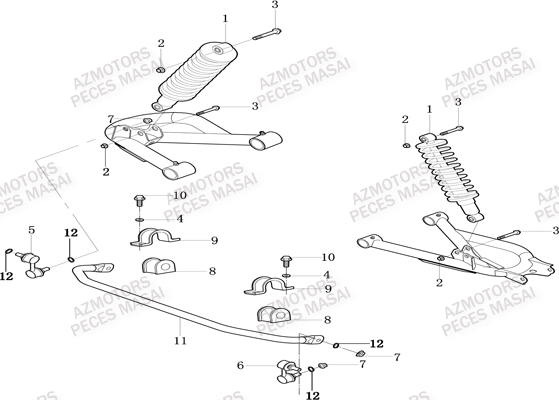 SUSPENSION ARRIERE AZMOTORS MASAI A500IX