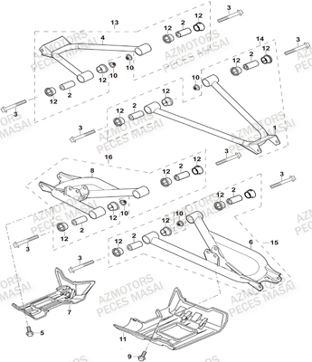 Triangles Arriere MASAI Pièces Quad A500IX