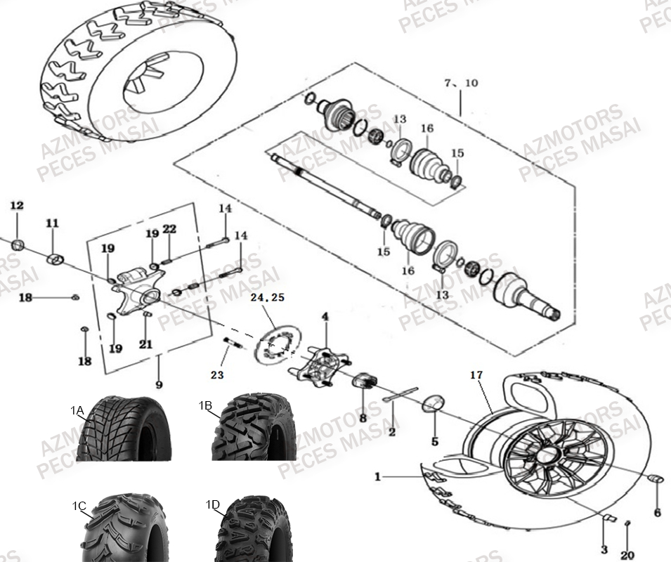 ESSIEU ARRIERE pour MASAI A500IX EPS