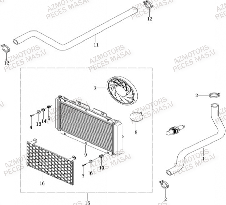 Refroidissement MASAI Pièces Quad A500IX EPS