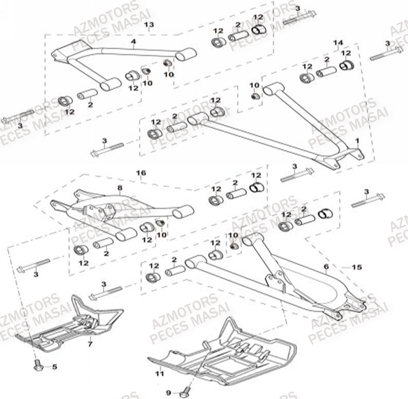 Triangles Arriere MASAI Pièces Quad A500IX EPS