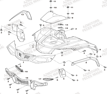 Carrosserie Avant MASAI Pièces Quad A750 IX EPS