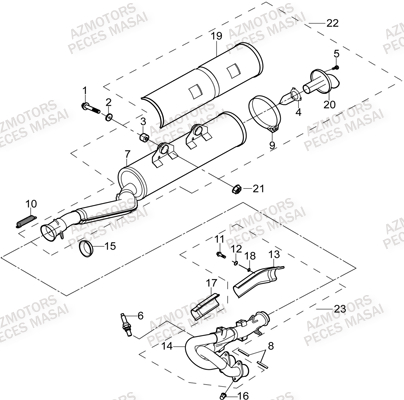Echappement MASAI Pièces Quad A750 IX EPS