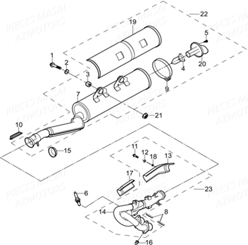 ENSEMBLE ECHAPPEMENT AZMOTORS MASAI A750 IX