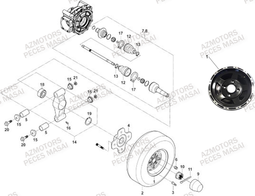 Essieu Arriere MASAI Pièces Quad A750 IX EPS