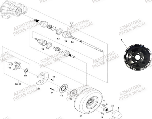 Essieu Avant MASAI Pièces Quad A750 IX EPS