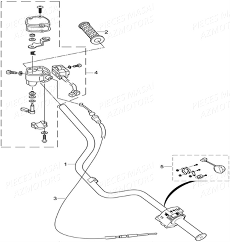 GUIDON ENSEMBLE POIGNEE DROITE AZMOTORS MASAI A750 IX