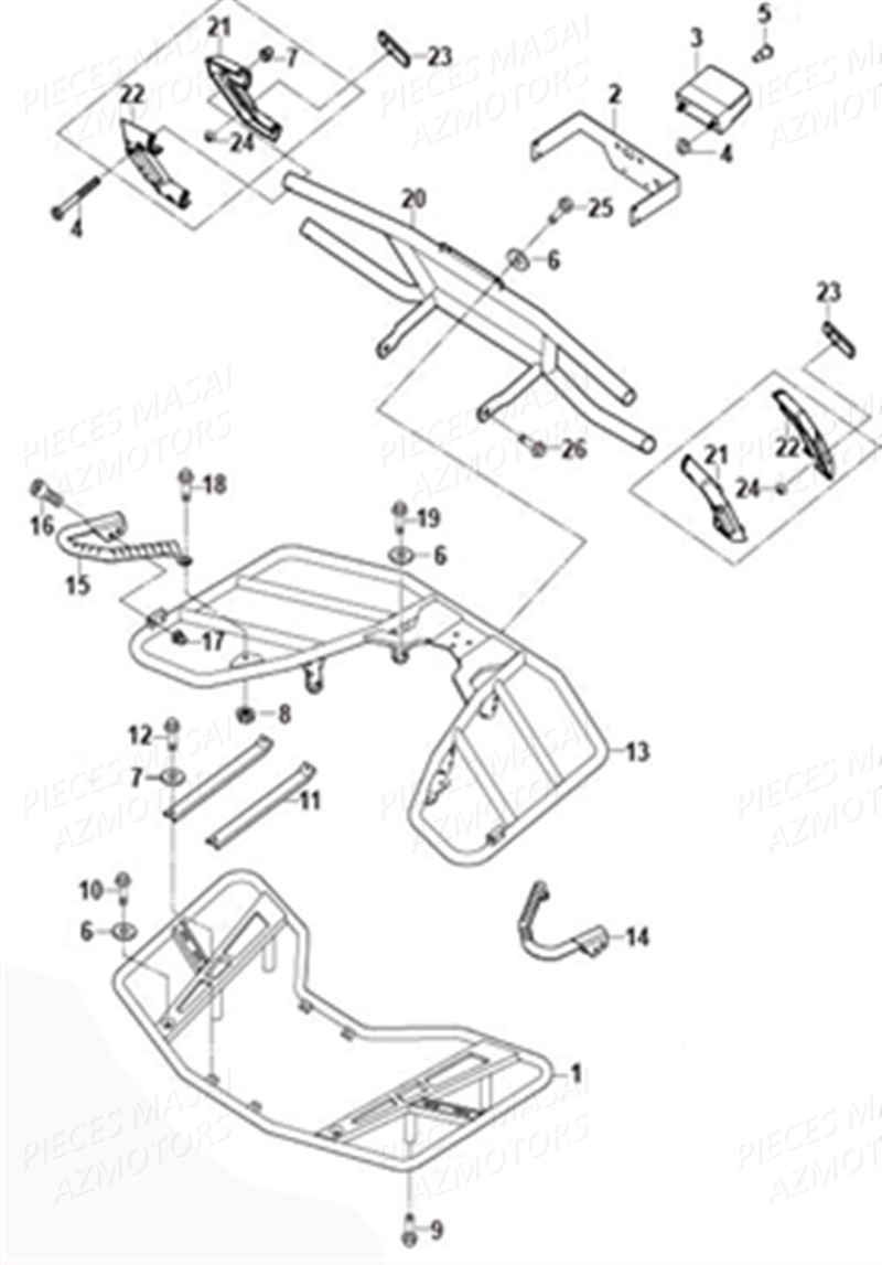 PORTE BAGAGES PARE CHOCS AZMOTORS MASAI A750 IX
