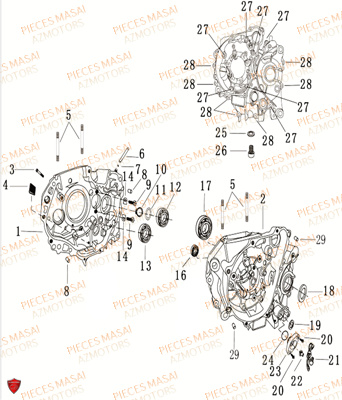 Carters Moteur MASAI Pièces Moto BLACKCAFE_125cc Carbu
