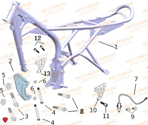 Chassis MASAI Pièces Moto BLACKCAFE_125cc Carbu