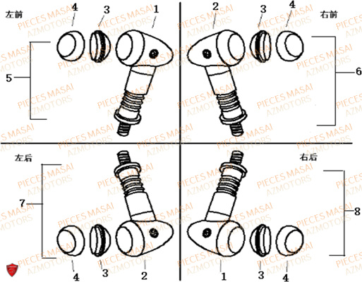 Clignotants MASAI Pièces Moto BLACKCAFE_125cc Carbu