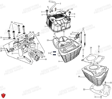 CULASSE_ET_CYLINDRE MASAI Pièces Moto BLACKCAFE 125cc