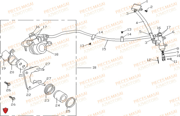 Frein Arriere MASAI Pièces Moto BLACKCAFE_125cc Carbu