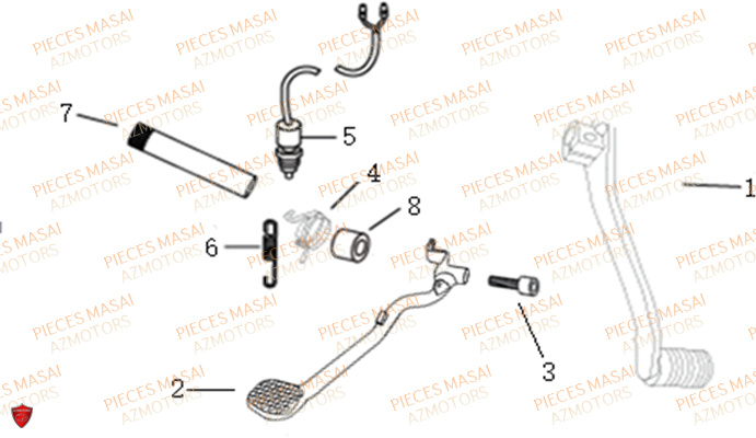 Pedale Frein Selecteur Vitesses MASAI Pièces Moto BLACKCAFE_125cc Carbu