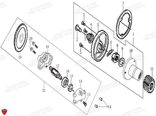 POMPE A HUILE-FILTRE A HUILE pour MASAI BLACKCAFE 125 POMPE A HUILE-FILTRE A HUILE pour MASAI BLACKCAFE 125