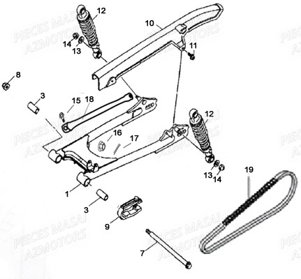 Bras Oscillant MASAI Pièces Moto BLACK ROD 125cc