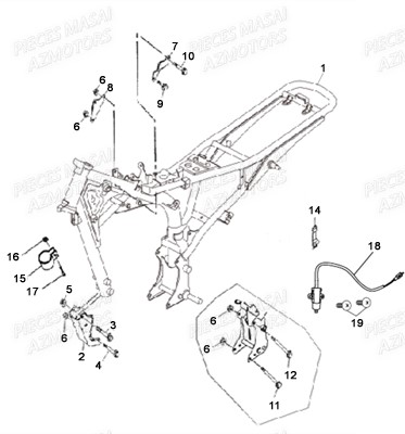 Chassis MASAI Pièces Moto Black Rod 125cc