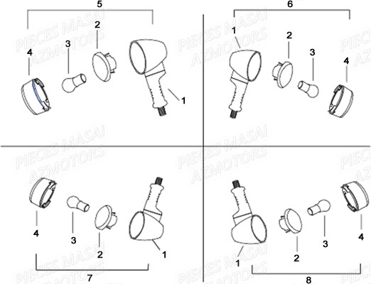 Clignotants MASAI Pièces Moto Black Rod 125cc